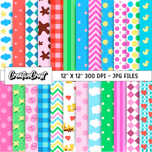 24 digitale Papiere von Pink Pig Brothers 300 DPI Maximale Qualität, Schweine-Scrapbooking, Schweinepapier-Designs, direkter Download