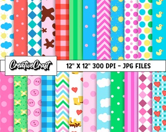 24 Pink Pig Brothers Digital Papers 300 DPI Maximum Quality, pink brothers pig scrapbook, pink brothers pig papers designs, instant download