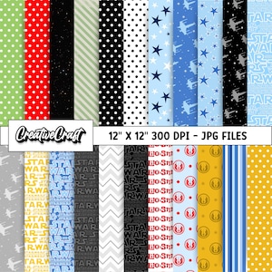 22 Star Wars Digital Papers 300 DPI Maximale Qualität, Star Wars Scrapbooking, Star Wars druckbare Papierdesigns, sofortiger Download