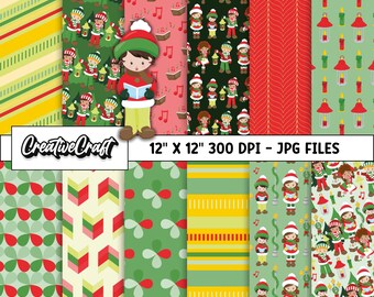 12 Christmas Digital Papers 300 DPI Maximum Quality, Christmas scrapbooking, Christmas paper designs, instant download, christmas background
