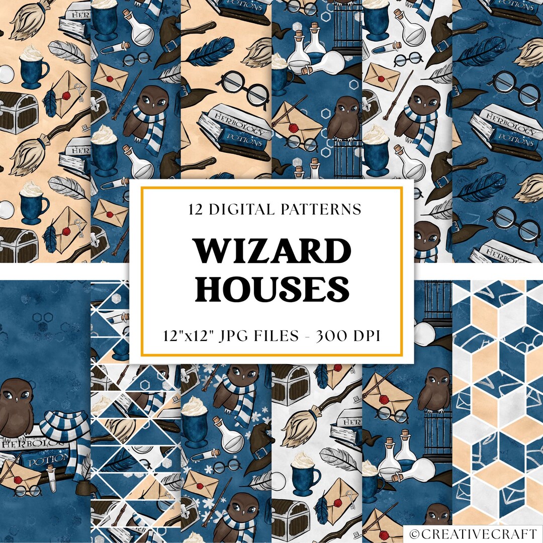 12 Wizard School Seamless Patterns 300 DPI Maximum Quality, Wizard ...