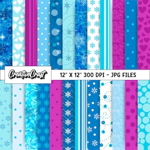 24 Prinzessin Frozen Digital Papers 300 DPI Maximale Qualität, Frozen Scrapbooking, Frozen druckbare Papierdesigns, sofortiger Download