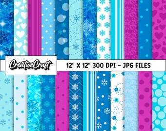 24 Princess Frozen Digital Papers 300 DPI maximale kwaliteit, bevroren scrapbooking, bevroren afdrukbare papierontwerpen, instant download