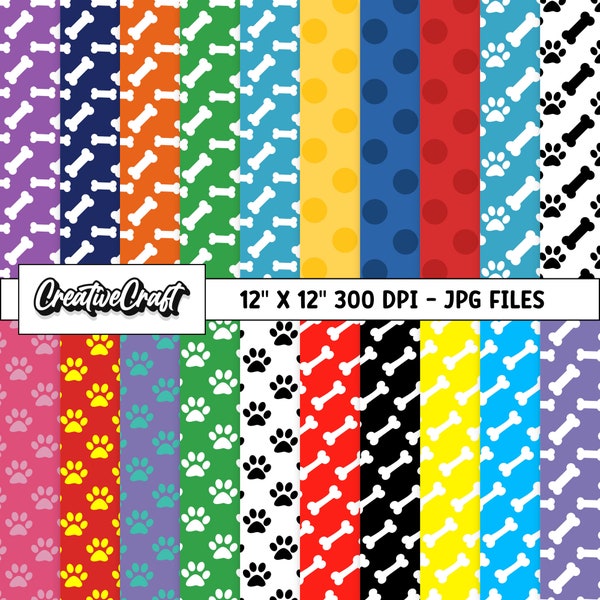 20 Puppies Patrol Digital Papers 300 DPI Maximum Quality, puppies patrol scrapbooking, puppies patrol papers designs, instant download