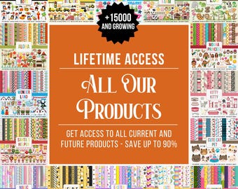 Lifetime Access, MegaBundle - Digital Papers, Seamless Patterns, PNG Cliparts, Cute Alphabets, Commercial License, Freebies, Daily Updates