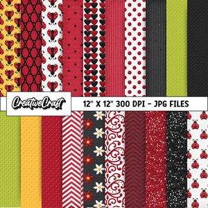 20 Ladybug Digital Papers 300 DPI Qualité maximale, scrapbooking coccinelle, conceptions de papier imprimables coccinelle, téléchargement instantané