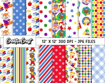 16 Back to School Digital Papers 300 DPI Maximum Quality, back to school scrapbooking, back to school papers designs, instant download