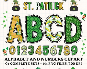 Alfabeto png clipart dia de san patricio, letras garabateadas san patricio, fuente texto san patricio, san patricio png doodle letters