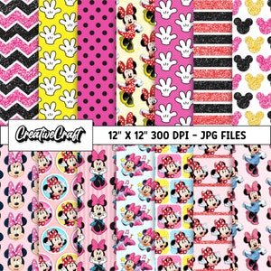 14 Minnie the Mouse Digital Papers 300 DPI massima qualità, scrapbooking minnie, disegni di carta stampabile minnie, download immediato