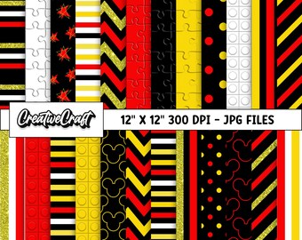 24 Papeles Digitales Mickey el Ratón 300 DPI Máxima Calidad, scrapbooking mickey, diseños papeles imprimibles mickey, descarga instantánea