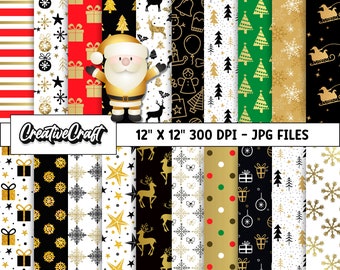 20 papéis digitais de Natal com qualidade máxima de 300 DPI, scrapbooking de Natal, designs de papel de Natal, download instantâneo