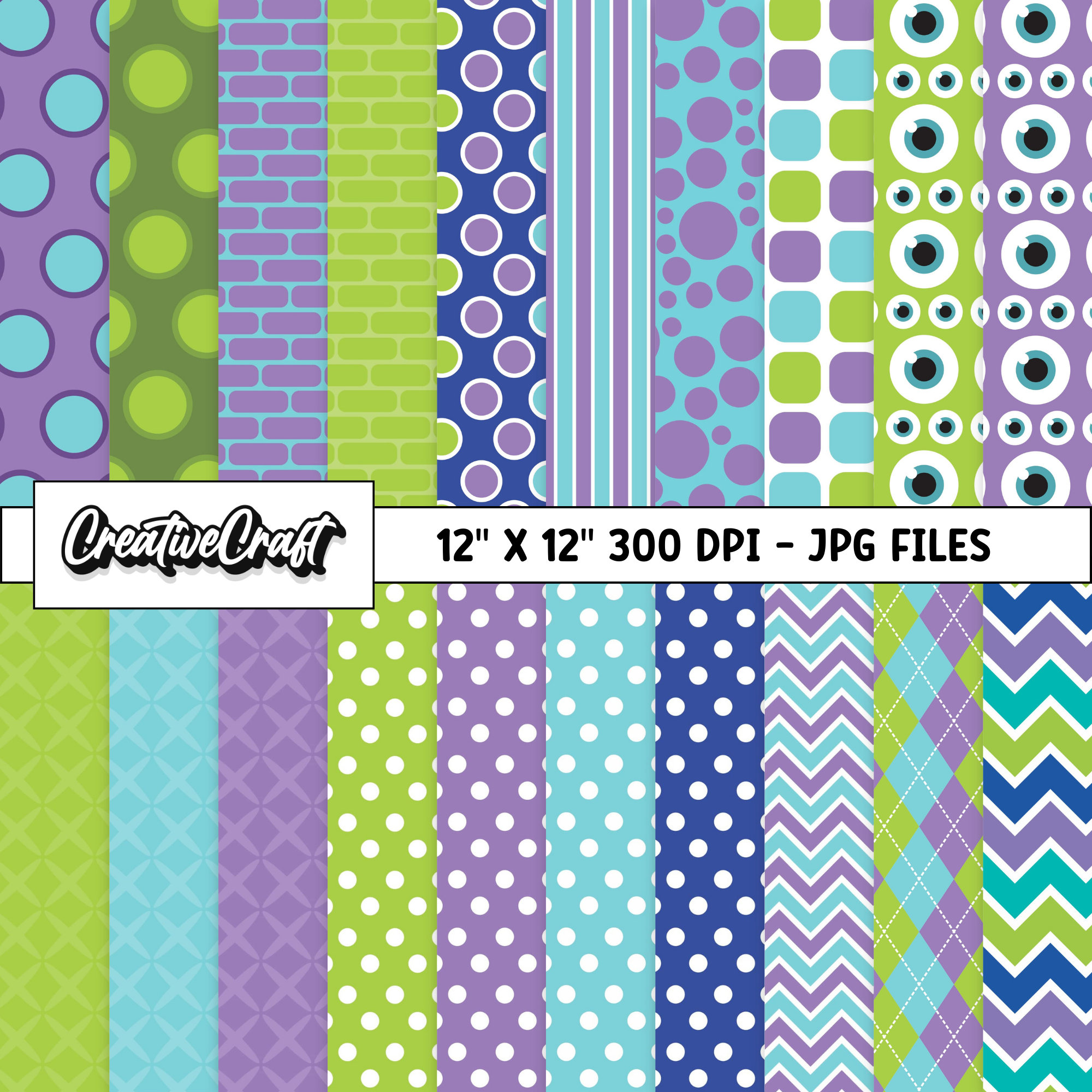 20 Monster Inc Digital Papers 300 DPI Maximum Quality, monster inc scrapbooking, monster inc printables papers designs, instant download