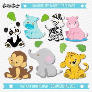 17 Clipart png bébé animaux 300 DPI Qualité maximale, clipart png safari, dessins clipart png animaux de la jungle, dessins imprimables bébé