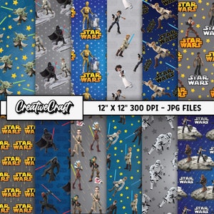 12 Star Wars Digital Papers 300 DPI Höchste Qualität, Star Wars Scrapbooking, Star Wars druckbare Papierdesigns, sofortiger Download