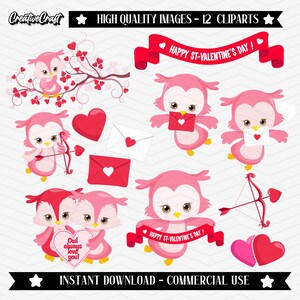 12 png Clipart Buho San Valentin 300 DPI Máxima Calidad, imagenes prediseñadas, diseños clip art png san valentin, descarga instantánea