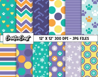 12 Puppies Patrol Digital Papers 300 DPI Maximum Quality, puppies patrol scrapbooking, puppies patrol papers designs, instant download