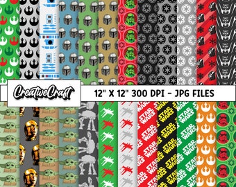 24 Star Wars digitale papieren 300 DPI maximale kwaliteit, Star Wars scrapbooking, Star Wars afdrukbare papierontwerpen, instant download
