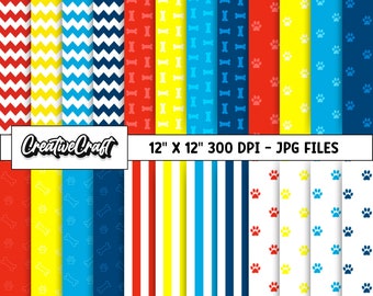 24 Puppies Patrol Digital Papers 300 DPI Maximum Quality, puppies patrol scrapbooking, puppies patrol papers designs, instant download