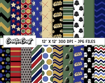 20 Star Wars digitale papieren 300 DPI hoogste kwaliteit, Star Wars scrapbooking, Star Wars afdrukbare papierontwerpen, instant download