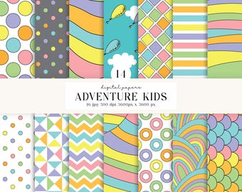 14 Animated Cat Digital Papers 300 DPI Maximum Quality, animated cat scrapbooking, animated cat printables papers designs, instant download