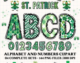 Alfabeto png clipart dia de san patricio, letras garabateadas san patricio, fuente texto san patricio, san patricio png doodle letters