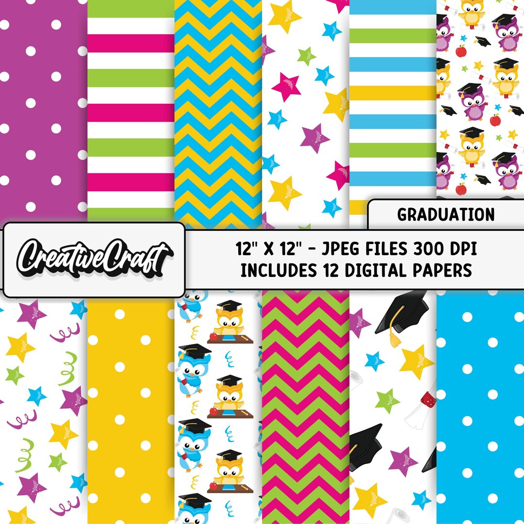 Graduation Paper Design 12 Graduation Digital Papers, Kids Graduation Backgrounds, Back to ...