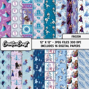 16 Frozen Princess Digital Papers 300 DPI Maximale Qualität, Frozen Scrapbooking, Frozen druckbare Papierdesigns, sofortiger Download
