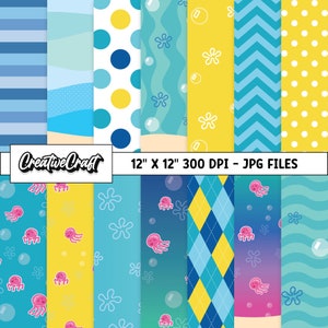 14 Under the Sea Digital Papers 300 DPI Maximale Qualität, Under the Sea Scrapbooking, Under the Sea druckbare Designs, sofortiger Download
