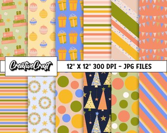 12 Christmas Digital Papers 300 DPI Maximum Quality, Christmas scrapbooking, Christmas paper designs, instant download, christmas background