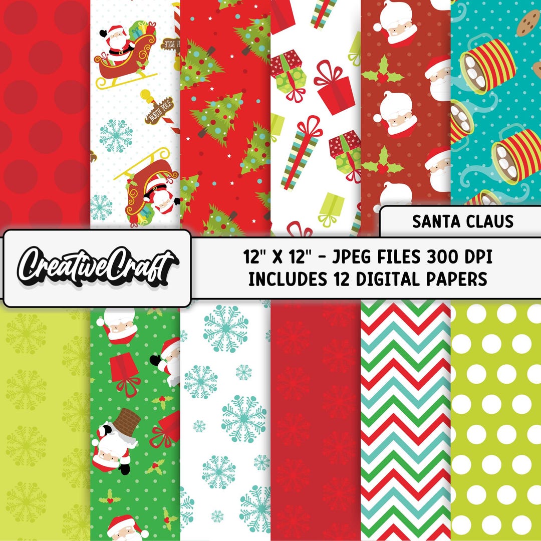 Santa Ramp Paper 12 Santa Claus Digital Papers 300 DPI Maximum Quality, Santa Claus ...