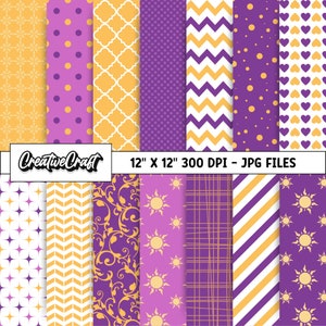14 carte digitali Princess Rapunzel 300 DPI massima qualità, scrapbooking rapunzel, disegni stampabili rapunzel, download immediato