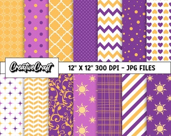 14 Princess Tangled Digital Papers 300 DPI Highest Quality, princess tangled scrapbooking, princess tangled papers designs, instant download