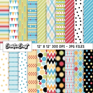 20 Birthday Boy Digital Papers 300 DPI Highest Quality, birthday boy scrapbook, birthday boy printables papers designs, instant download