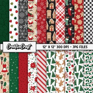 20 Weihnachts-Lebkuchenmann-Digitalpapiere 300 DPI Maximale Qualität, Weihnachts-Sammelalbum, Weihnachtspapier-Designs, direkter Download