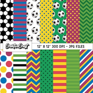 14 Barcelona Soccer Digital Papers 300 DPI Maximum Quality, Barcelona soccer scrapbooking, soccer printable paper designs, instant download
