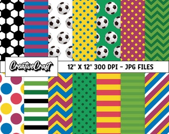14 Barcelona Soccer Digital Papers 300 DPI Maximum Quality, Barcelona soccer scrapbooking, soccer printable paper designs, instant download