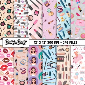 12 papiers numériques de maquillage 300 DPI de la plus haute qualité, album de maquillage, conceptions de papier imprimables de maquillage, téléchargement instantané