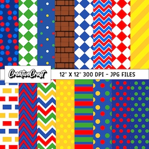 16 Mario-Videospiel-Digitalpapiere 300 DPI maximale Qualität, Videospiel-Sammelalbum, Mario-Videospiel-Papierdesigns, sofortiger Download