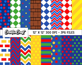 16 Mario Videogame Digital Papers 300 DPI Highest Quality, mario videogame scrapbook, mario videogame printables designs, instant download