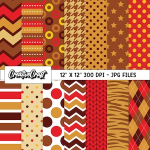 14 Colores Tiger Digital Papers 300 DPI Maximum Quality, animal tiger scrapbooking, animal tiger printables papers designs, instant download