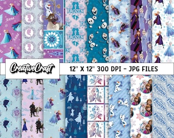 16 Princess Frozen Digital Papers 300 DPI Maximum Quality, frozen princess scrapbooking, frozen printable paper designs, instant download