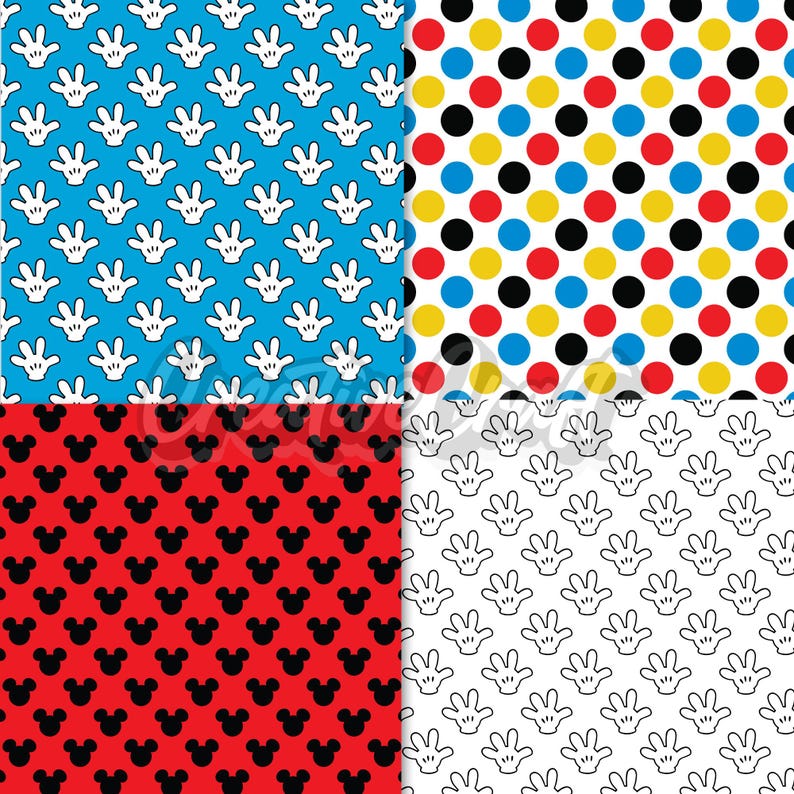 16 Mickey the Mouse Digital Papers 300 DPI Maximum Quality, Mickey ...