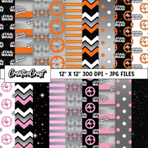 18 Papeles Digitales Star Wars 300 DPI Máxima Calidad, scrapbooking star wars, diseños papeles imprimibles star wars, descarga instantánea