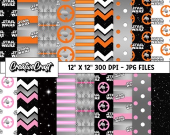 18 Star Wars digitale papieren 300 DPI maximale kwaliteit, Star Wars scrapbooking, Star Wars afdrukbare papierontwerpen, instant download