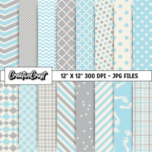 16 Baby Boy Digital Papers 300 DPI Maximum Quality, baby boy scrapbooking, baby boy printables papers designs, instant download, baby shower