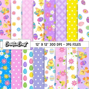 16 digitale Papiere zum Ostertag, 300 DPI, maximale Qualität, Scrapbooking zum Ostertag, Papierdesigns zum Ostertag, sofortiger Download
