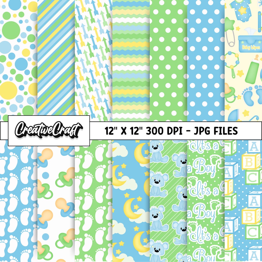 12 Baby Boy Digital Papers 300 DPI Maximum Quality, Baby Boy ...