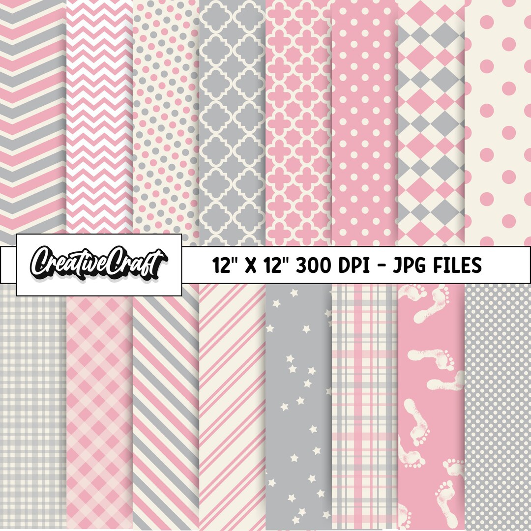 16 Baby Girl Digital Papers 300 DPI Maximum Quality, Baby Girl ...
