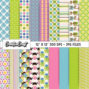 18 Monster Inc Digital Papers 300 DPI Maximale Qualität, Monster Inc Scrapbooking, Monster Inc druckbare Designs, sofortiger Download