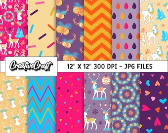 12 Christmas Digital Papers 300 DPI Maximum Quality, Christmas scrapbooking, Christmas paper designs, instant download, christmas background